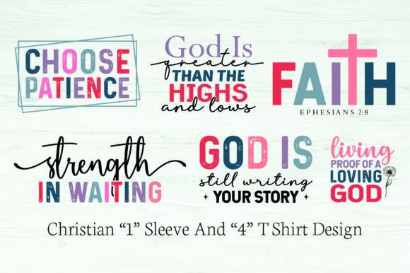 Christian 1 Sleeve and 4 T Shirt Design for Graphics and Crafts