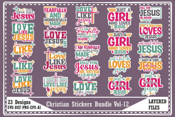 Christian Stickers Bundle Vol-12: Perfect for T-Shirt Designs and Graphics