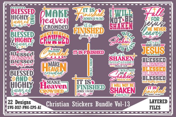 Christian Stickers Bundle Vol-13: Perfect for T-Shirt Designs and Graphics