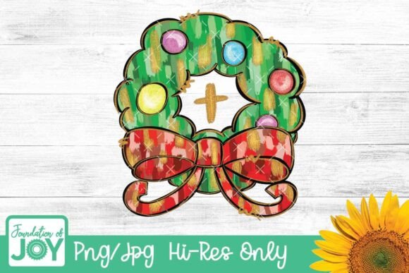 Christmas Wreath Png, Brushstrokes for T-Shirt Designs and Graphics
