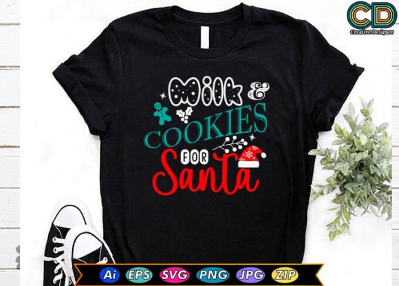 Milk Cookies for Santa: A Festive T-Shirt Design Graphics